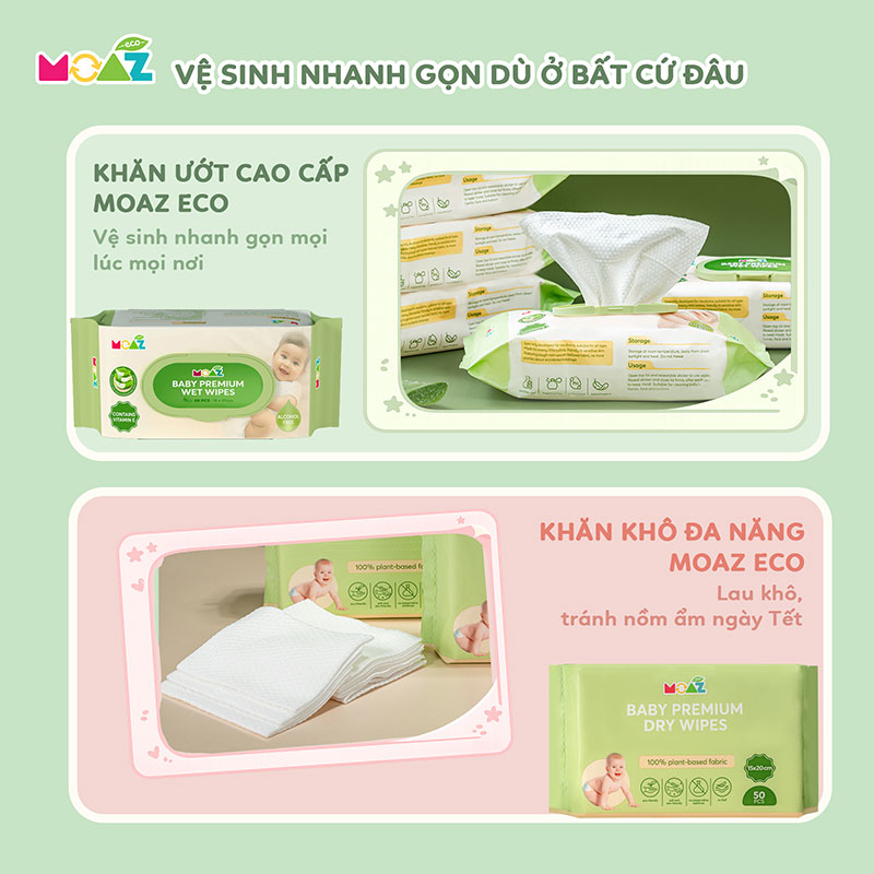 Khăn khô đa năng và khăn ướt cho bé
